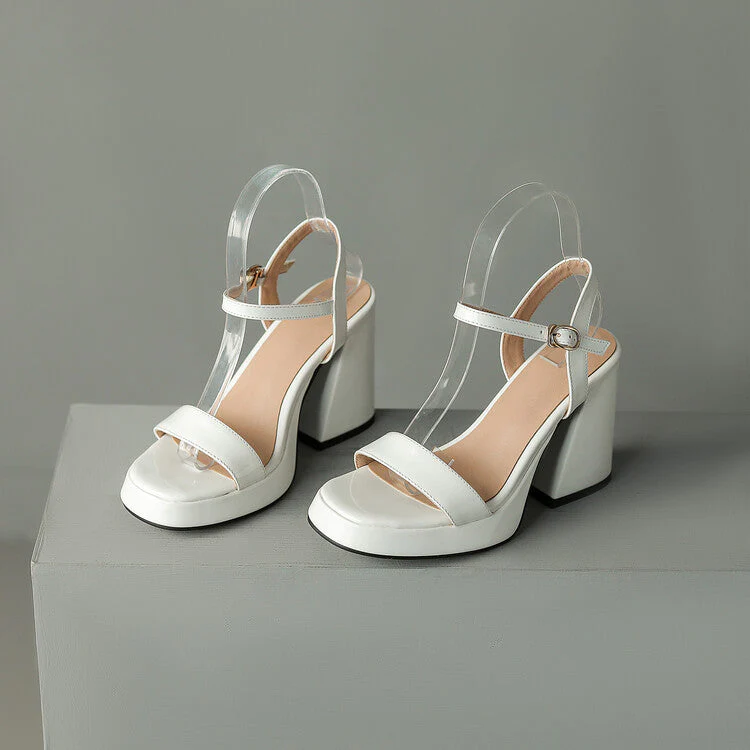 Women's Round Toe Chunky Heel Sandals – Buckle Strap Block Heel - Image 7