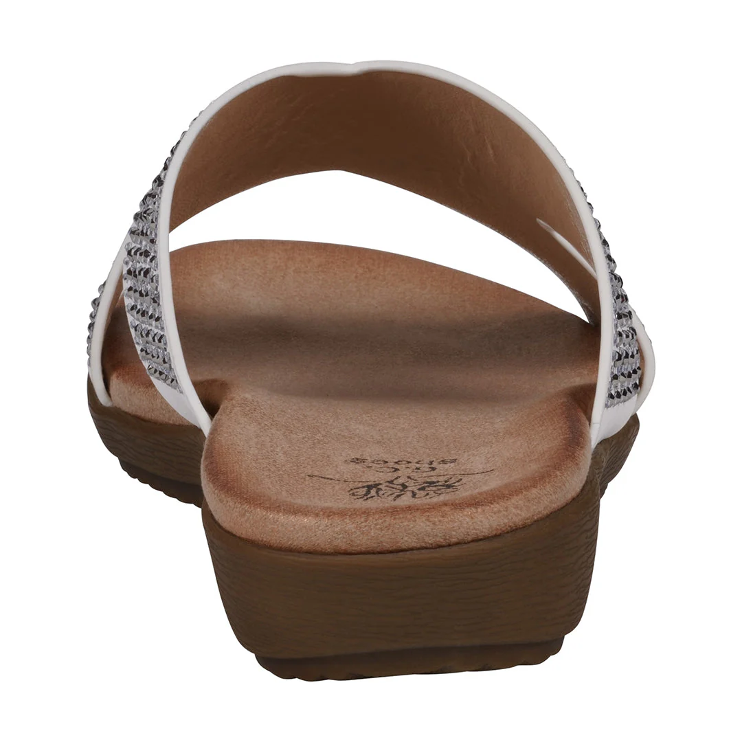 Women's Sharlene Off White Embellished Cross-Strap Flat Sandals - Image 4