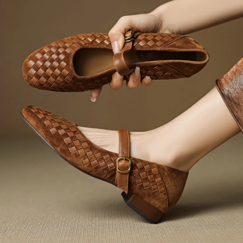Women's Sheepskin Mary Jane Shoes – Single Strap Round Toe Flat Leather Shoes - Image 6
