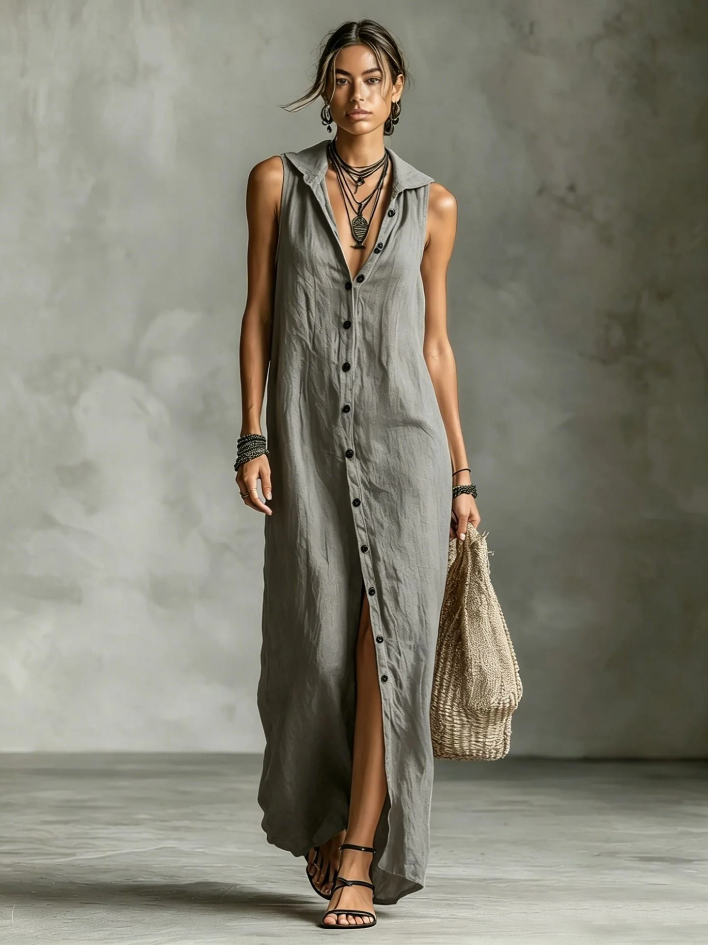 Women's Sleeveless Deep V-Neck Hooded Loose Maxi Dress – 6 Colors XS–3XL - Image 11
