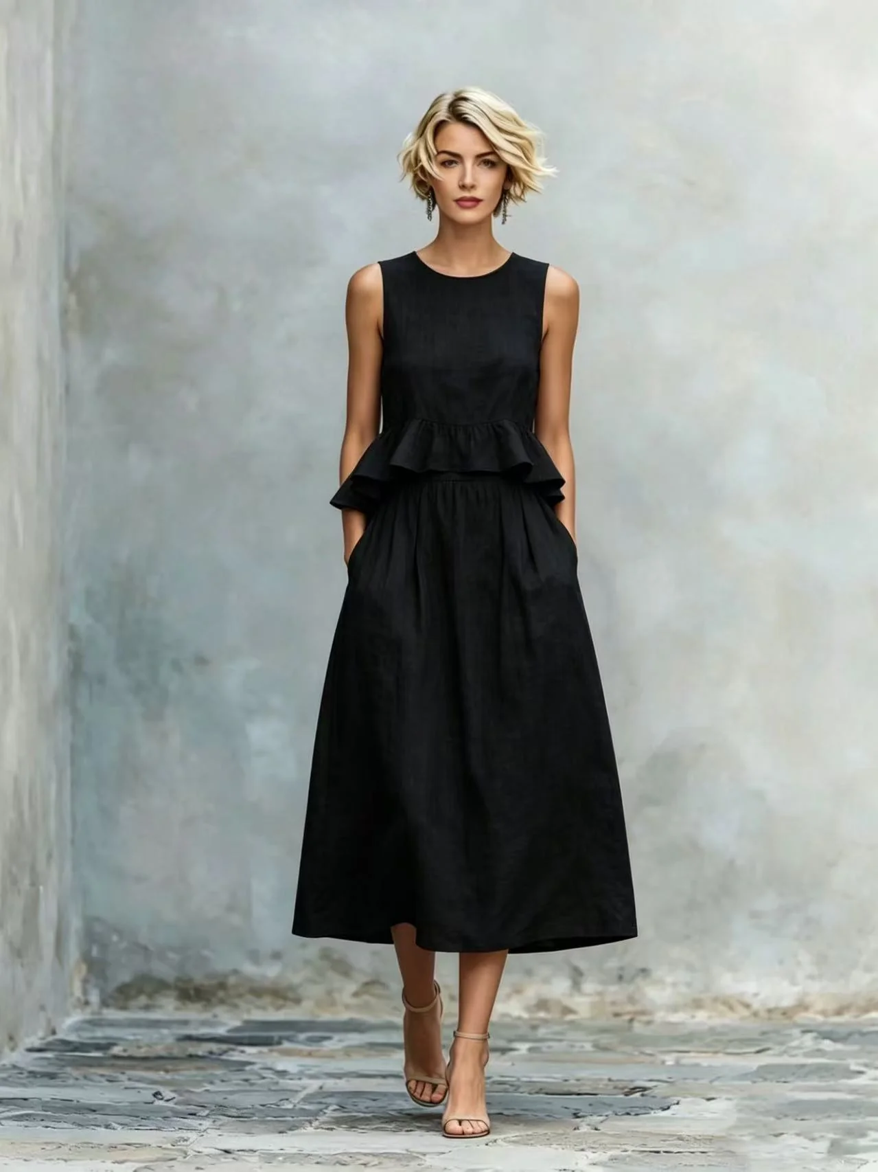Women's Sleeveless High-Waist Ruffle Trim Maxi Dress - Image 6