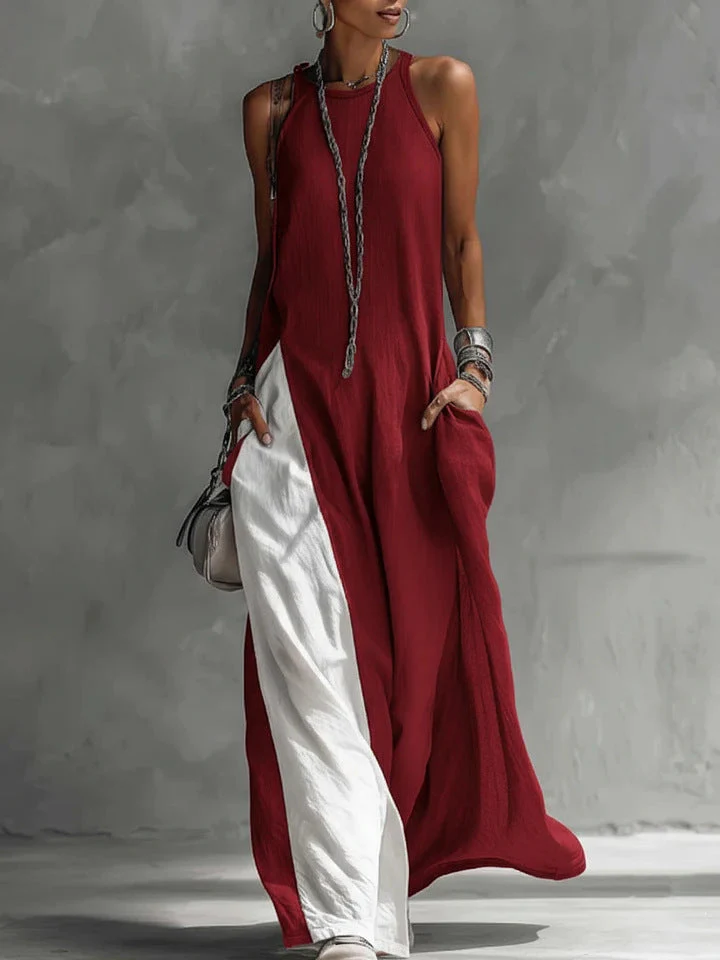 Women's Sleeveless Off-Shoulder Loose Maxi Dress with Pockets - Image 9
