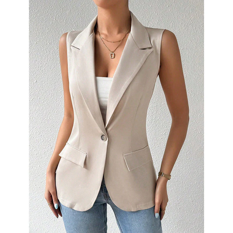 Women's Sleeveless Vest Blazer Casual Open Front Work Office Tops Jacket - Image 11