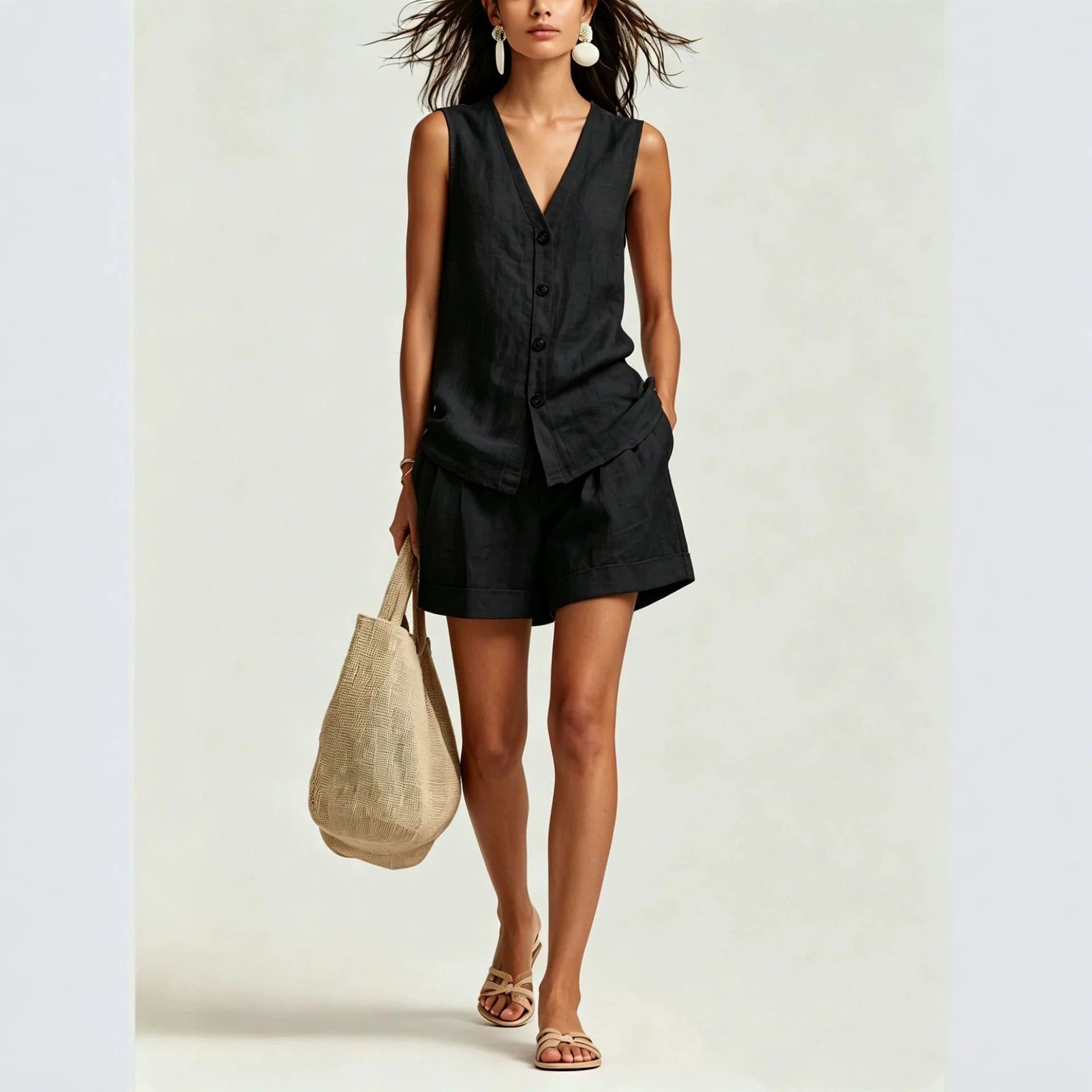 Women's Sleeveless Vest Top & Shorts Set - Image 3