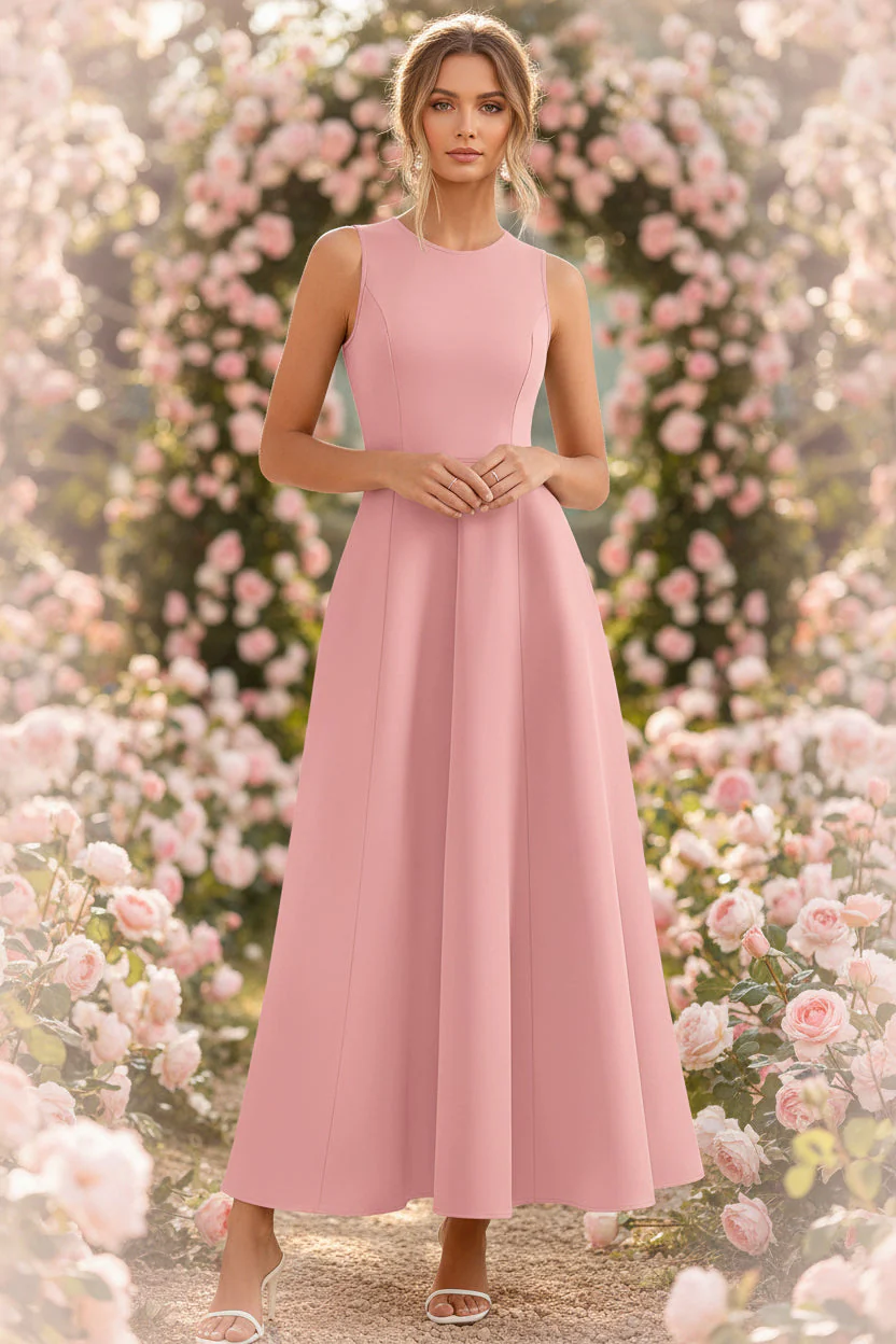 Women's Slim-Fit Long Vest Dress – A-Line High-Waist Sleeveless - Image 2