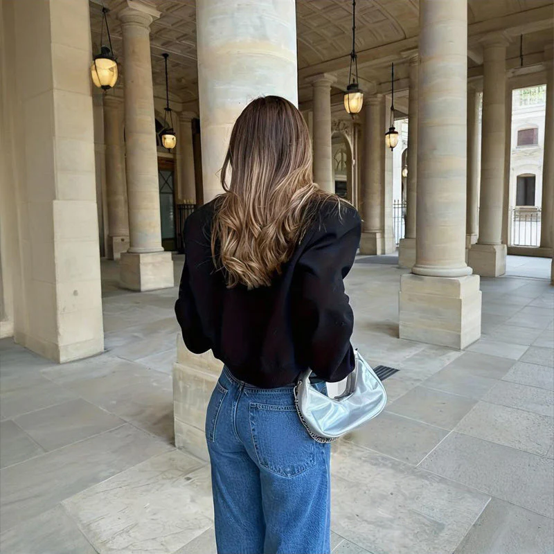 Women's Solid Color Long Sleeve Baseball Jacket - Image 5