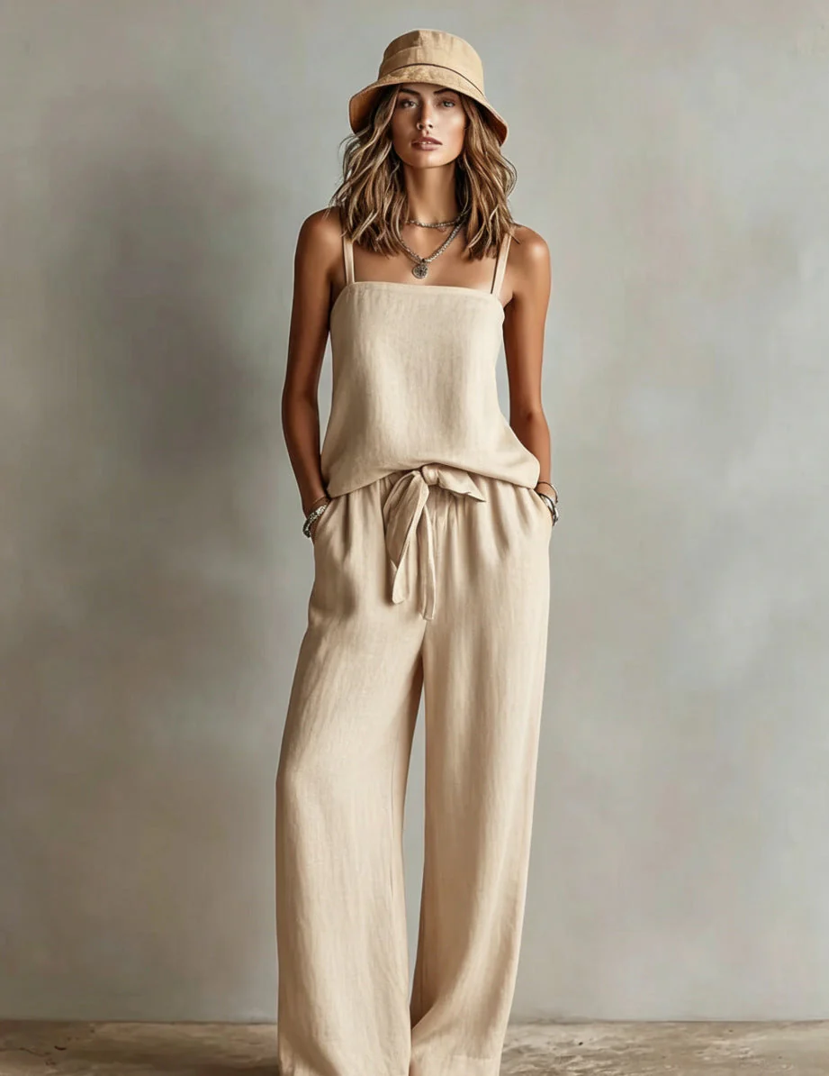 Women's Spaghetti Strap Cami Top & Wide-Leg Pants Two-Piece Set - Image 6