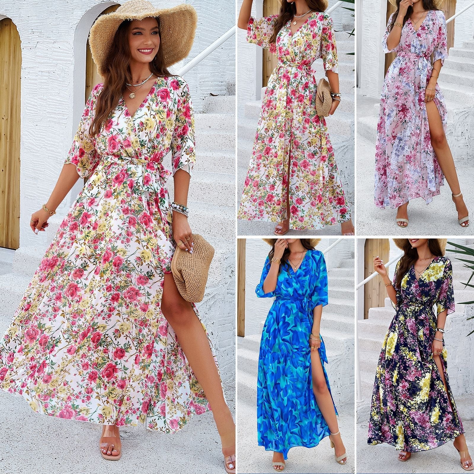 Women’s Spring/Summer Elegance Printed Waist Dress - Image 9