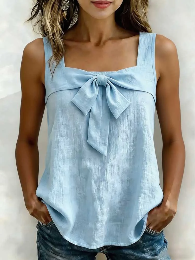 Women's Square-Neck Wide-Strap Sleeveless Tank Top - Image 7