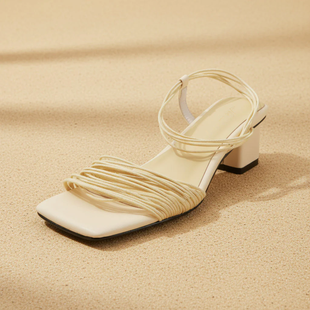 Women's Square-Toe Block Heel Sandals – Multi-Strap Ankle Wrap Mid-Heel Shoes with Pigskin Lining - Image 5