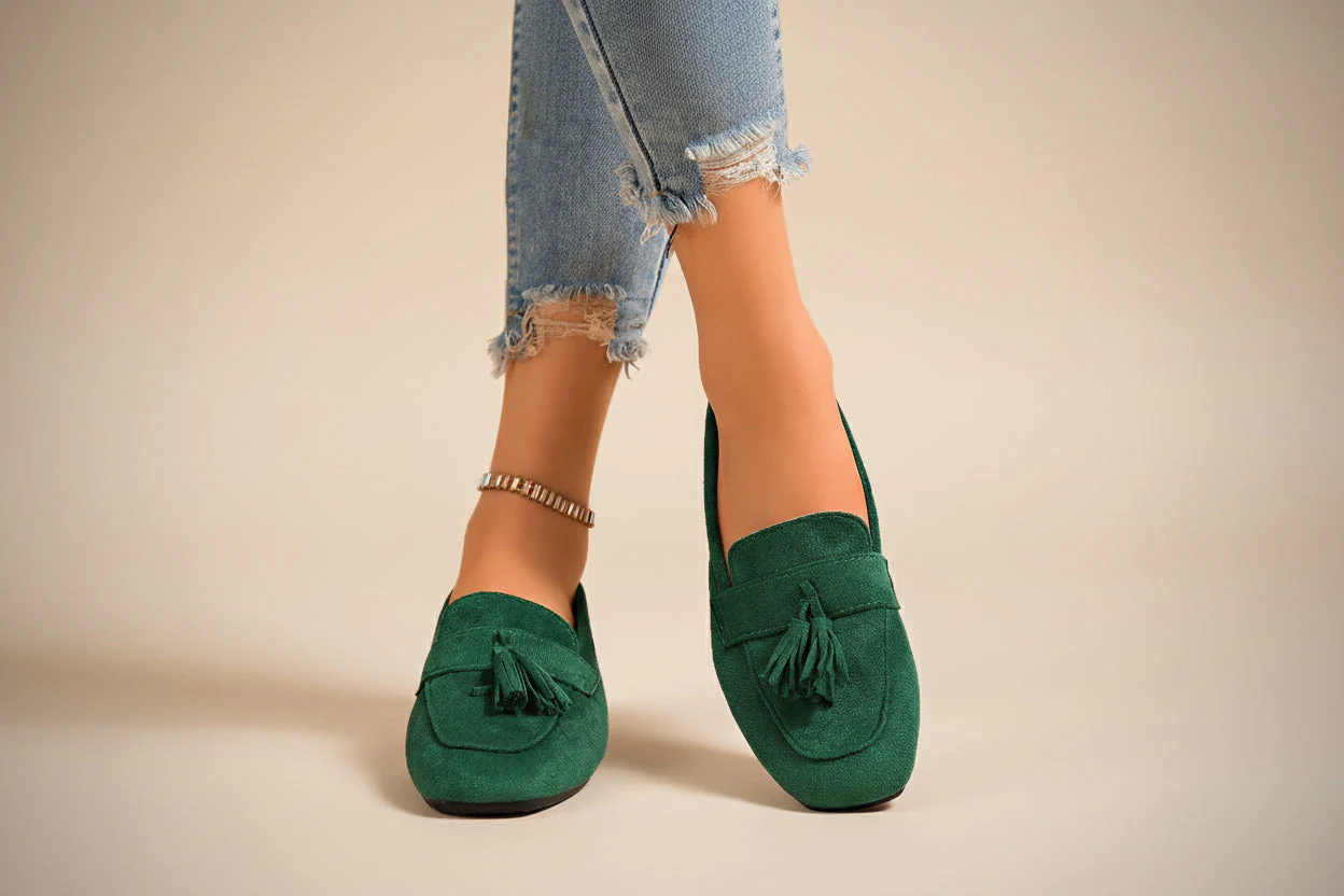 Women's Square Toe Tassel Slip-On Loafers | Suede Flat Casual Shoes - Image 4