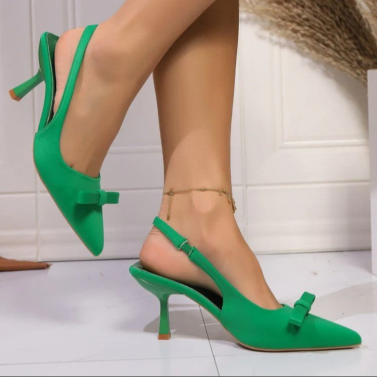 Women's Stiletto Heel Bow Ankle Strap Pumps - Image 6