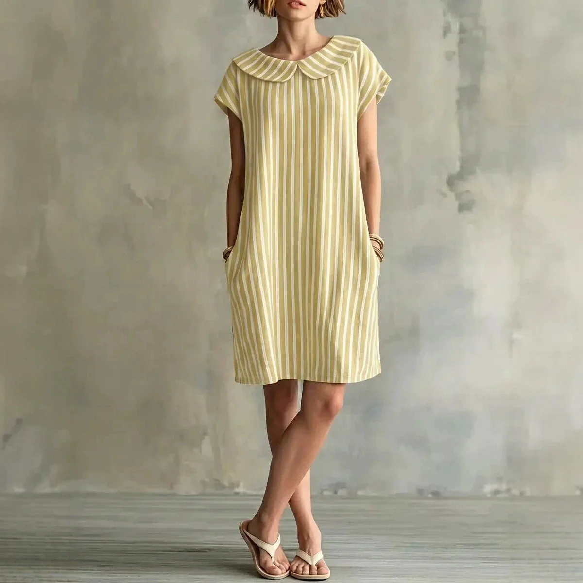 Women's Striped Bodycon Midi Dress – High-Waist Sleeveless - Image 4