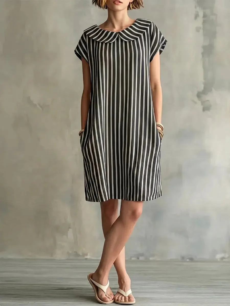 Women's Striped Bodycon Midi Dress – High-Waist Sleeveless - Image 6