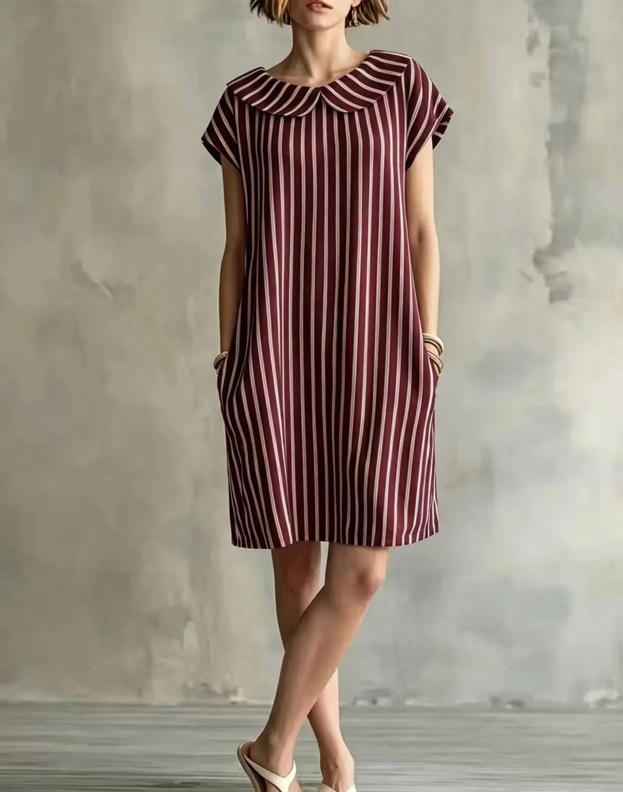 Women's Striped Bodycon Midi Dress – High-Waist Sleeveless - Image 9