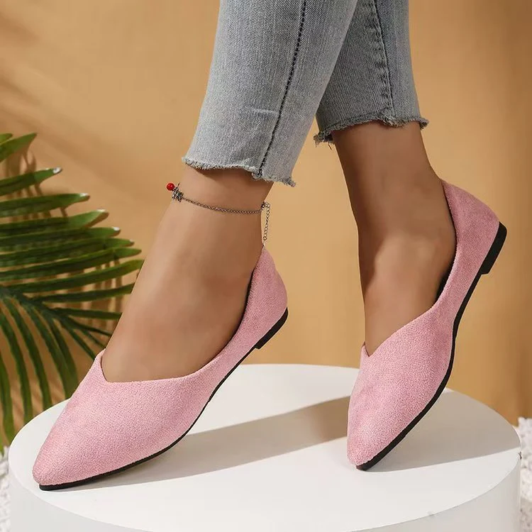 Women's Suede Pointed-Toe Flat Shoes - Image 9
