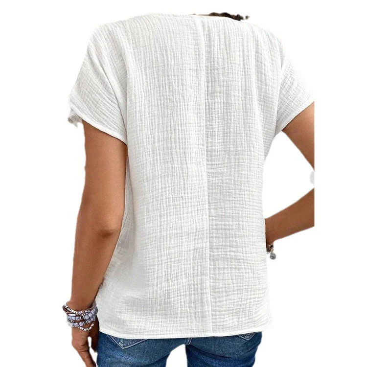 🌞 Women's Summer Solid Color Short-Sleeved Button Cardigan Top - Image 4