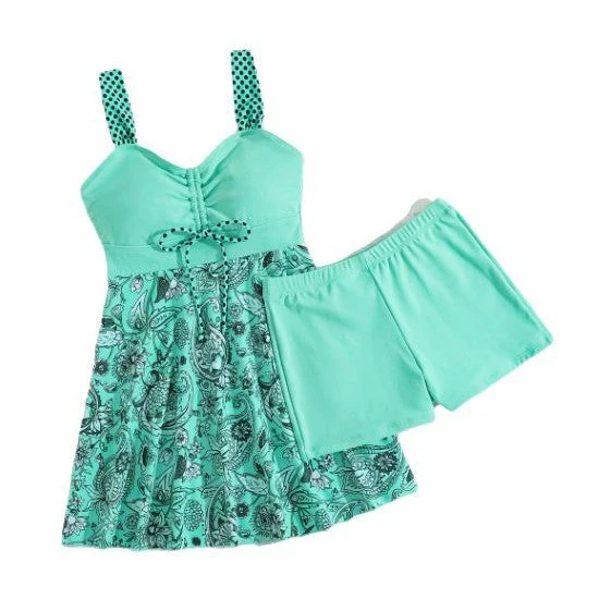 Women's Two-Piece Swimsuit Set – Skirted Bikini with Boxer Shorts - Image 2