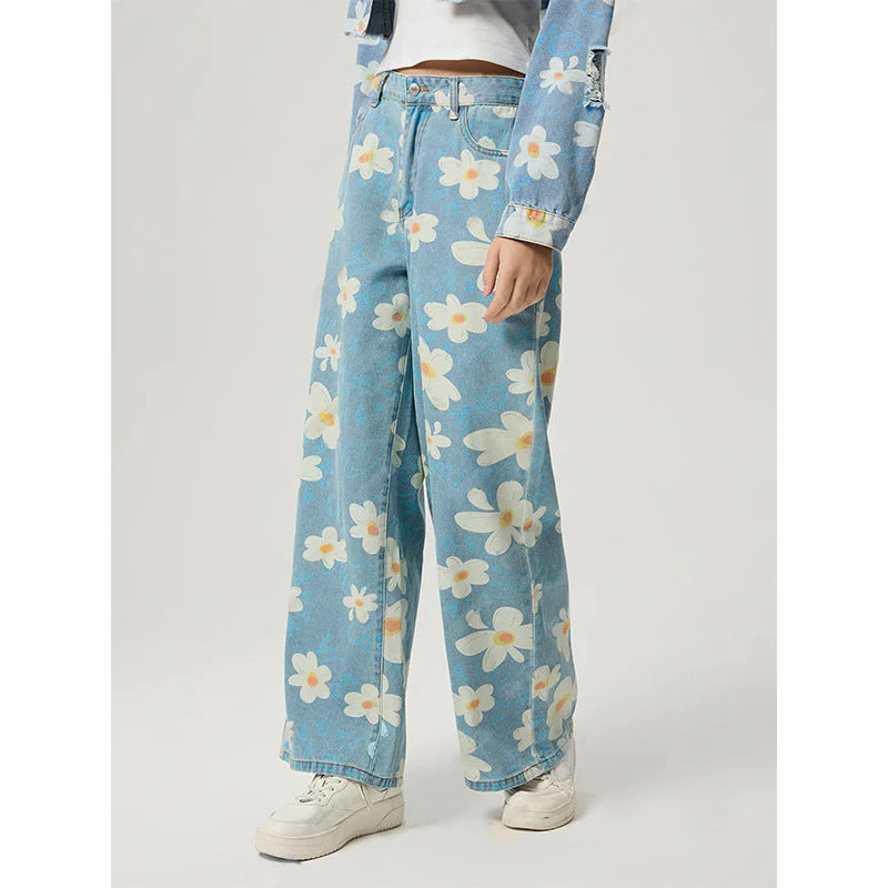 🌸 Women's Vintage Floral Print Straight-Leg Jeans - Image 2