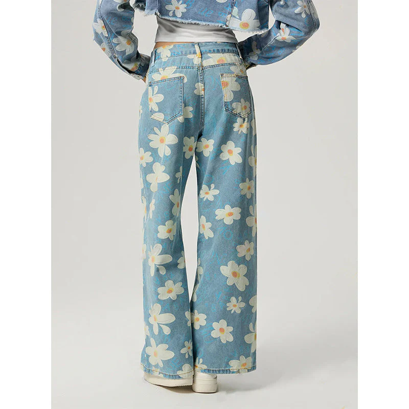 🌸 Women's Vintage Floral Print Straight-Leg Jeans - Image 3