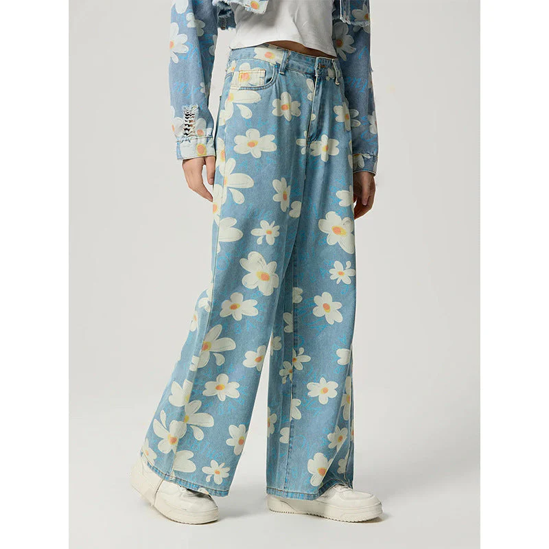 🌸 Women's Vintage Floral Print Straight-Leg Jeans - Image 5