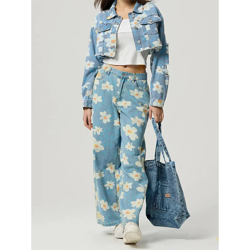 🌸 Women's Vintage Floral Print Straight-Leg Jeans - Image 6