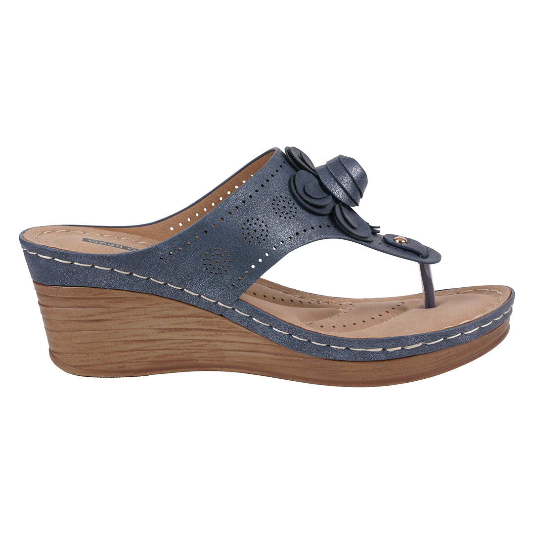 Women's Willa Blue Floral Wedge Sandals - Image 2