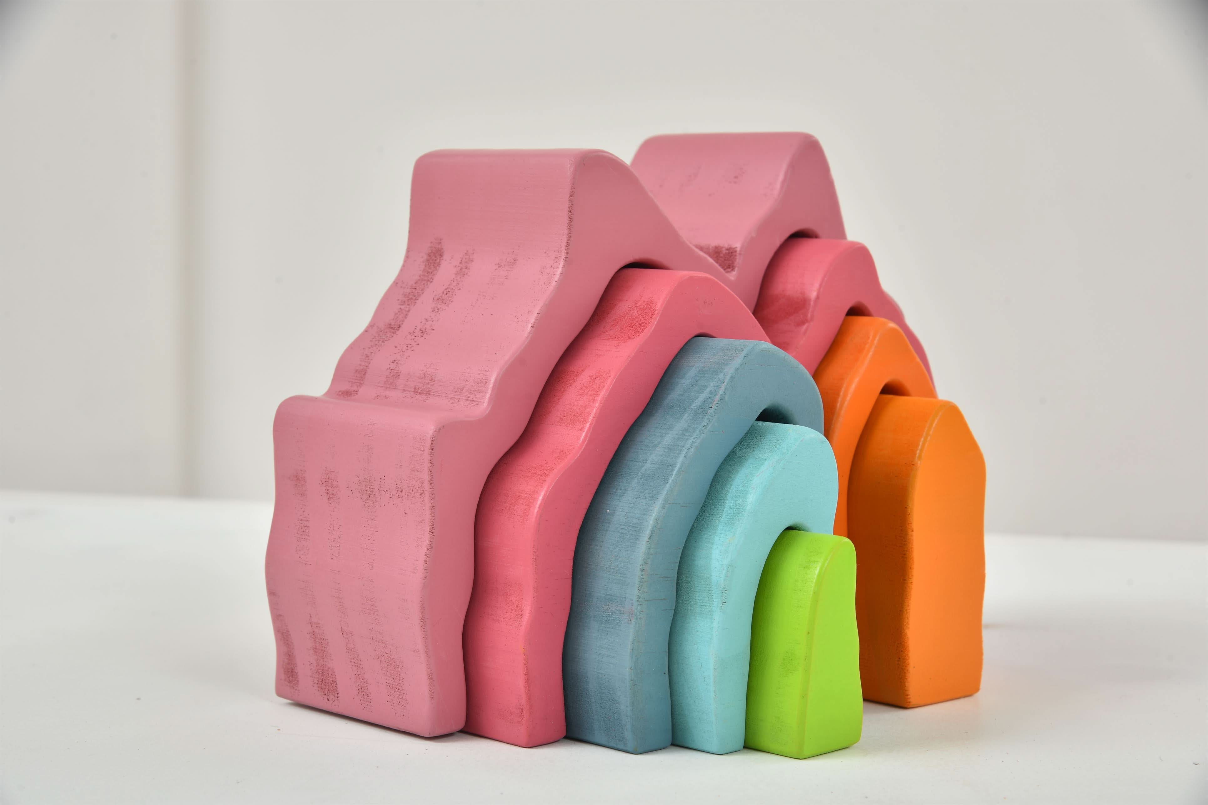 Wooden Mountain Rainbow Stacker Toy Puzzle Blocks - Image 10