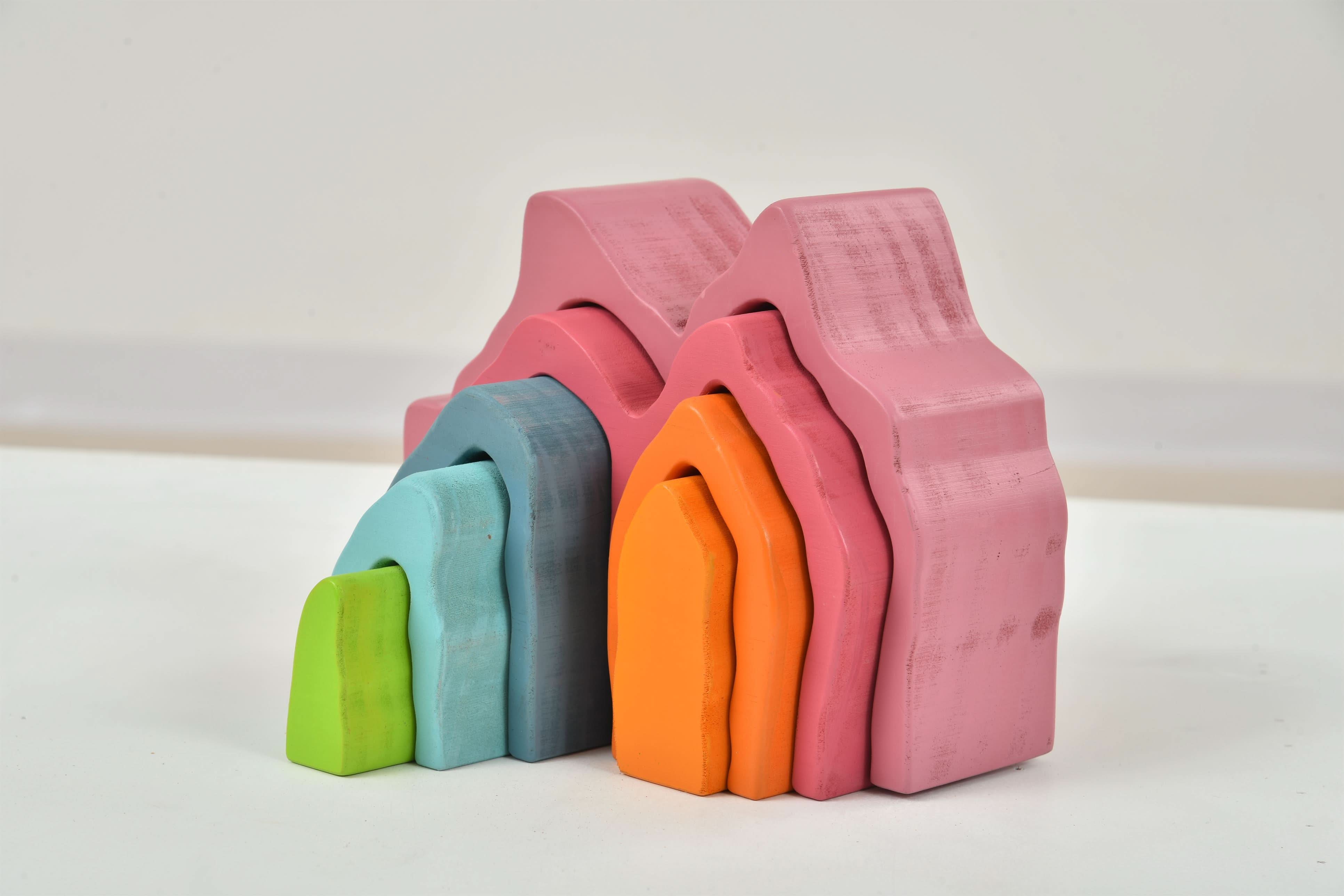 Wooden Mountain Rainbow Stacker Toy Puzzle Blocks - Image 15