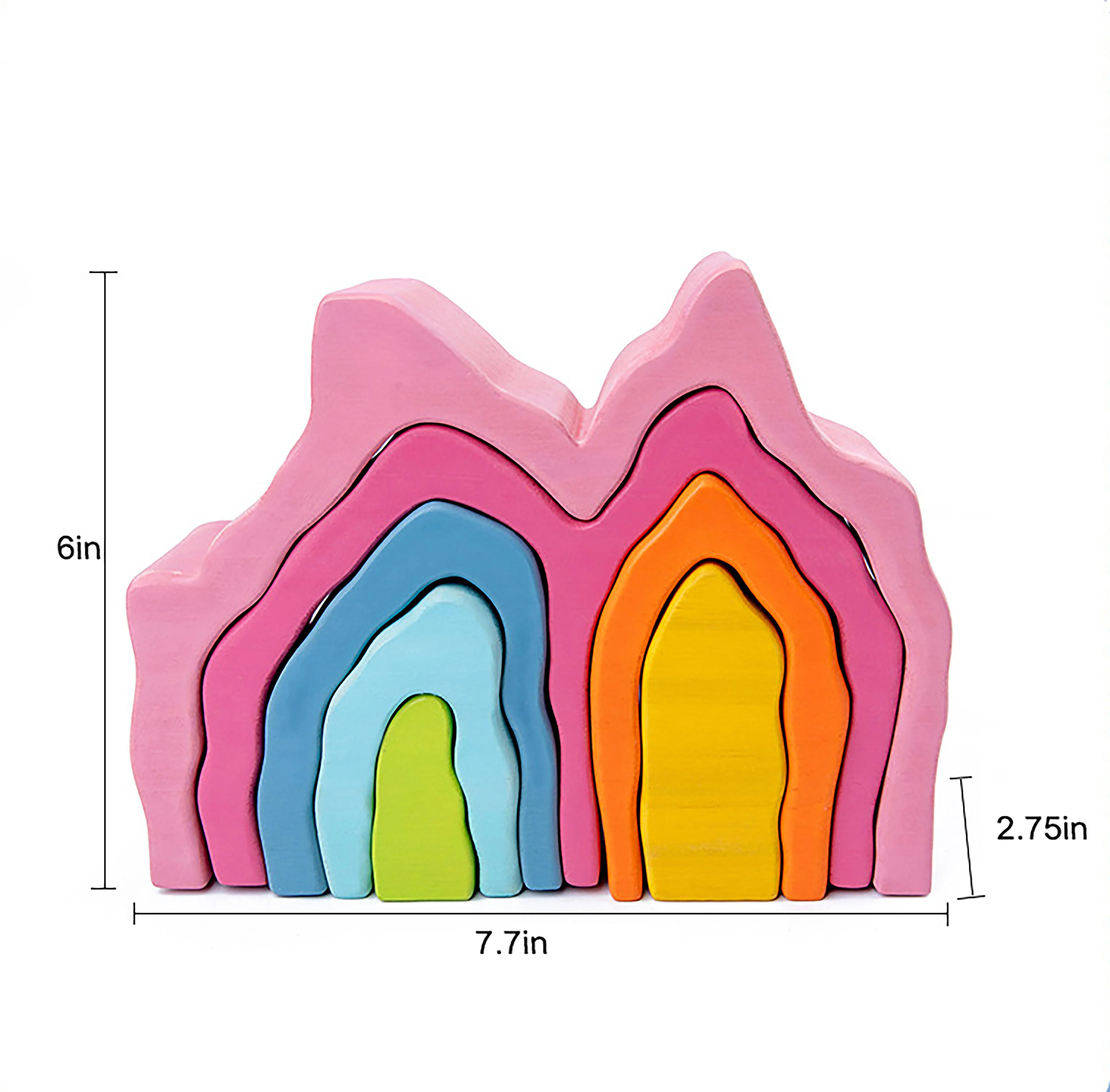 Wooden Mountain Rainbow Stacker Toy Puzzle Blocks - Image 16