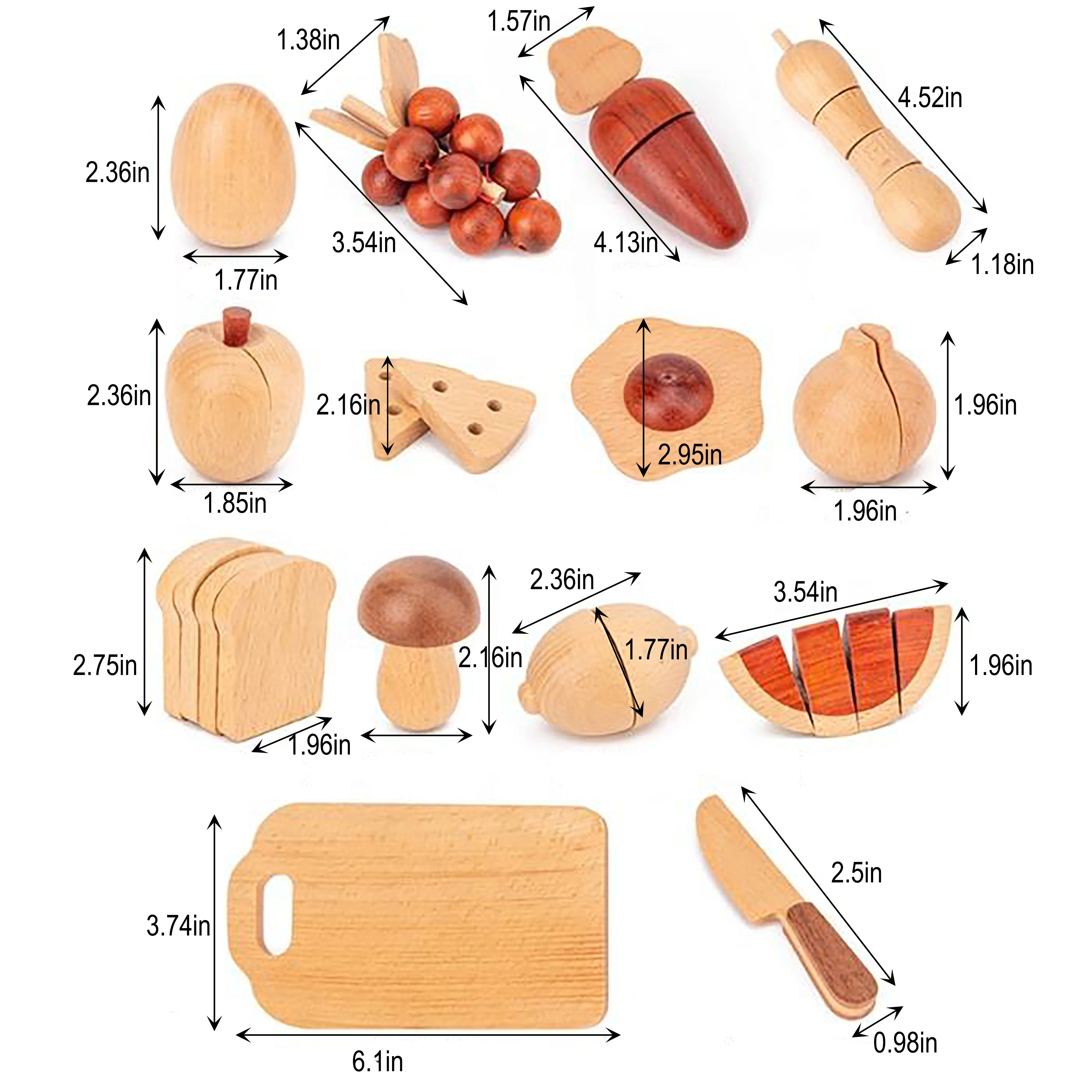 Wooden Play Food Sets for Kids Kitchen - Image 22