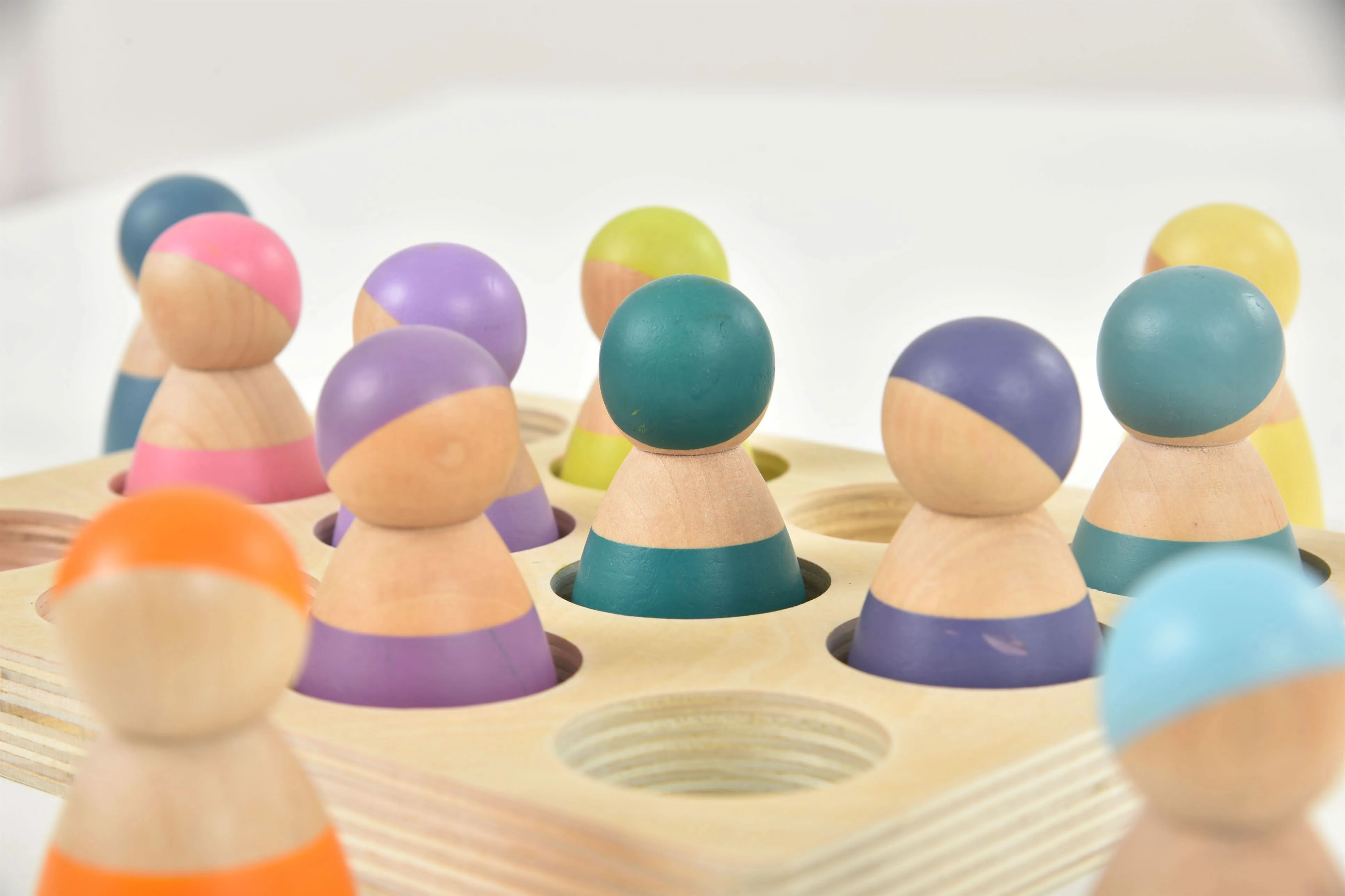 Wooden Rainbow Peg Dolls Figures 12 Piece Set - Image 15
