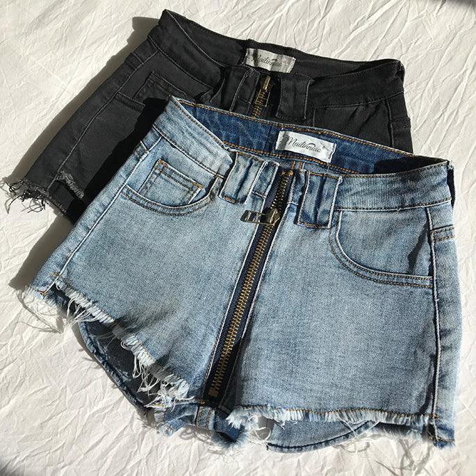Xuan Ya High-Waisted Denim Shorts with Hip Zipper for Effortless Style - Image 22