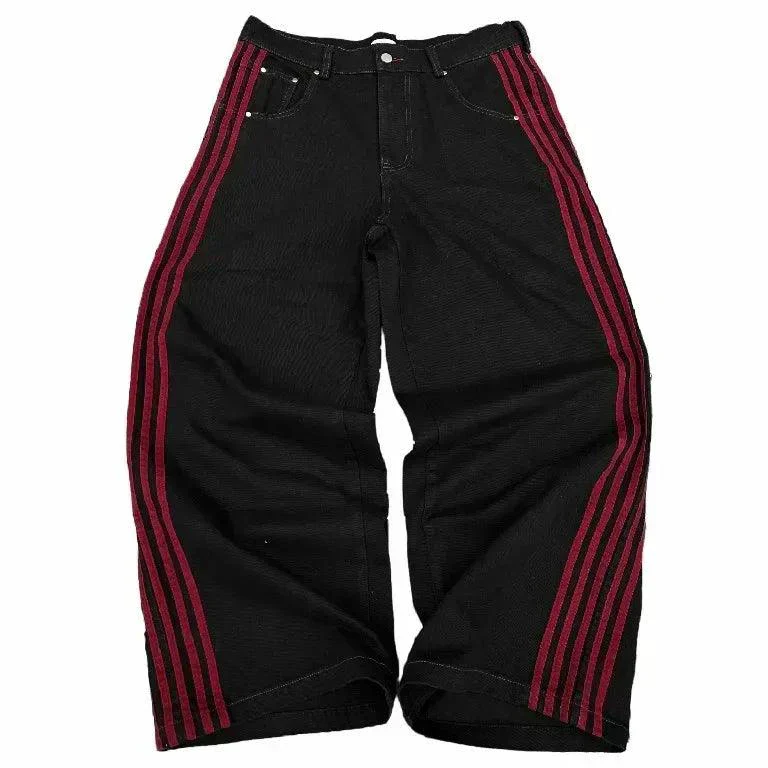 Y2K Baggy Jeans Harajuku vintage Striped Embroidered high quality Sweatpants men women Hip Hop Casual wide leg jeans streetwear - Image 12