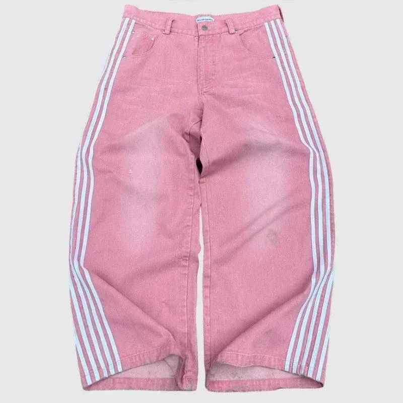 Y2K Baggy Jeans Harajuku vintage Striped Embroidered high quality Sweatpants men women Hip Hop Casual wide leg jeans streetwear - Image 16