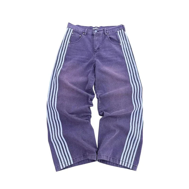 Y2K Baggy Jeans Harajuku vintage Striped Embroidered high quality Sweatpants men women Hip Hop Casual wide leg jeans streetwear - Image 17
