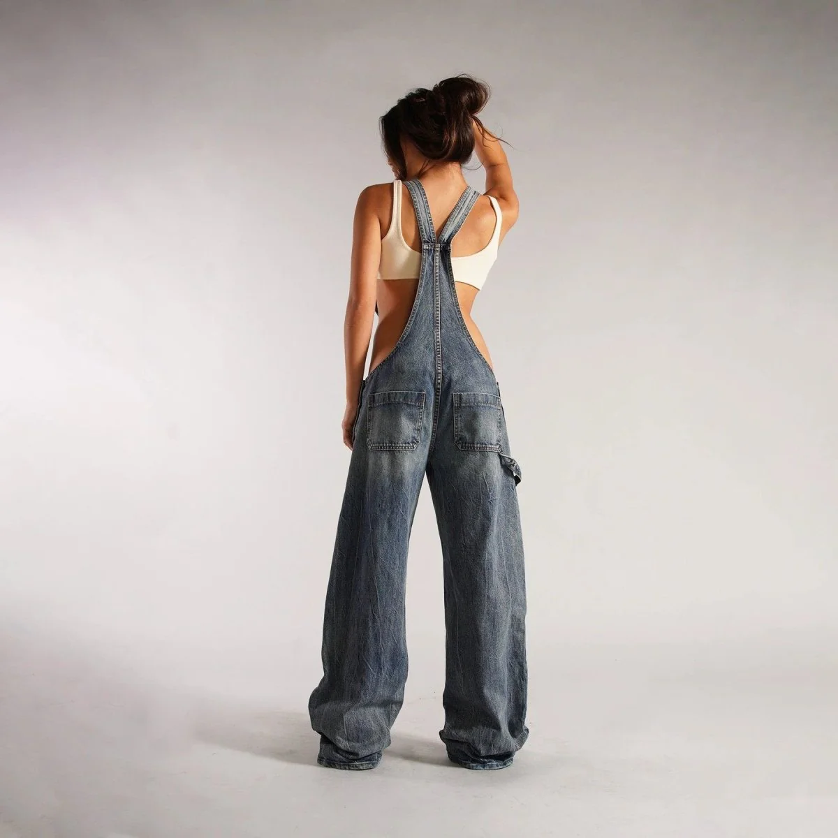 Y2K Denim Overalls - Zipper Suspender Jumpsuit Streetwear - Image 6