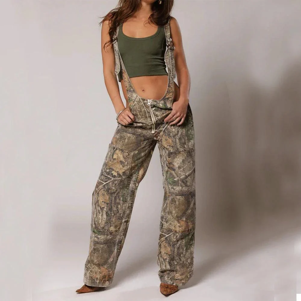 Y2K Denim Overalls - Zipper Suspender Jumpsuit Streetwear - Image 9