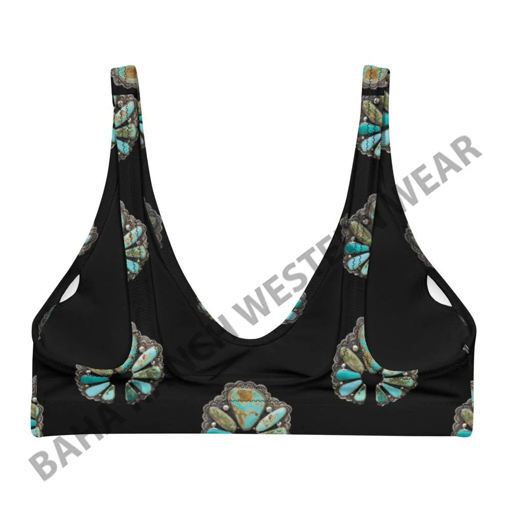 Yeehaw Black Turquoise Naja Bikini Top - Image 2
