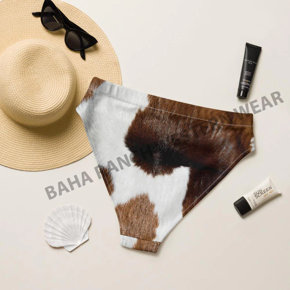 Yeehaw Brown Cow Print Bikini Bottom - Image 2