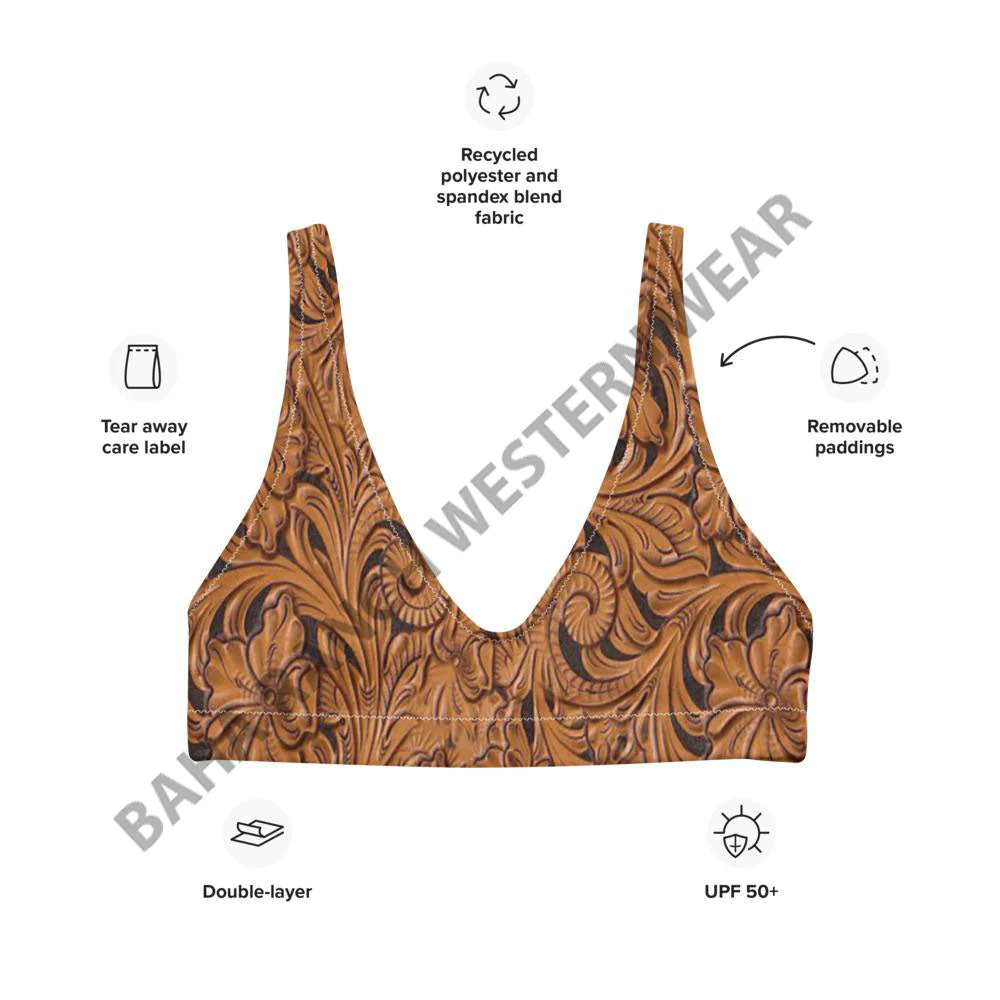 Yeehaw Tooled Leather Bikini Top - Image 4