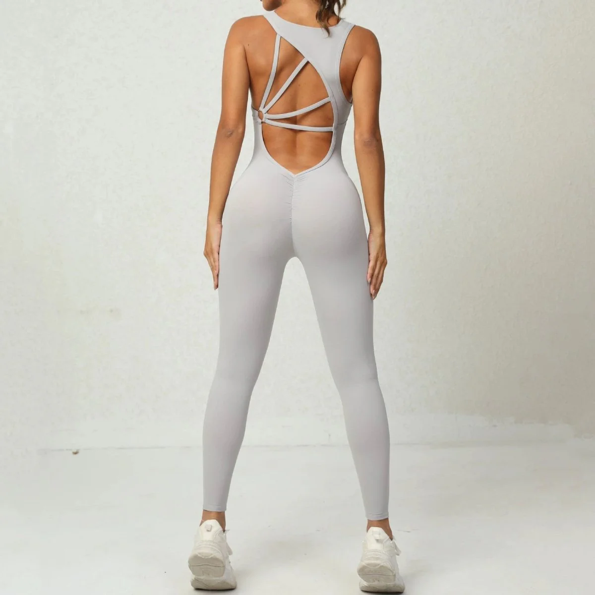 Yoga Jumpsuit V-shaped Back Design Sleeveless Fitness Running Sportswear Stretch Tights Pants For Womens Clothing - Image 6