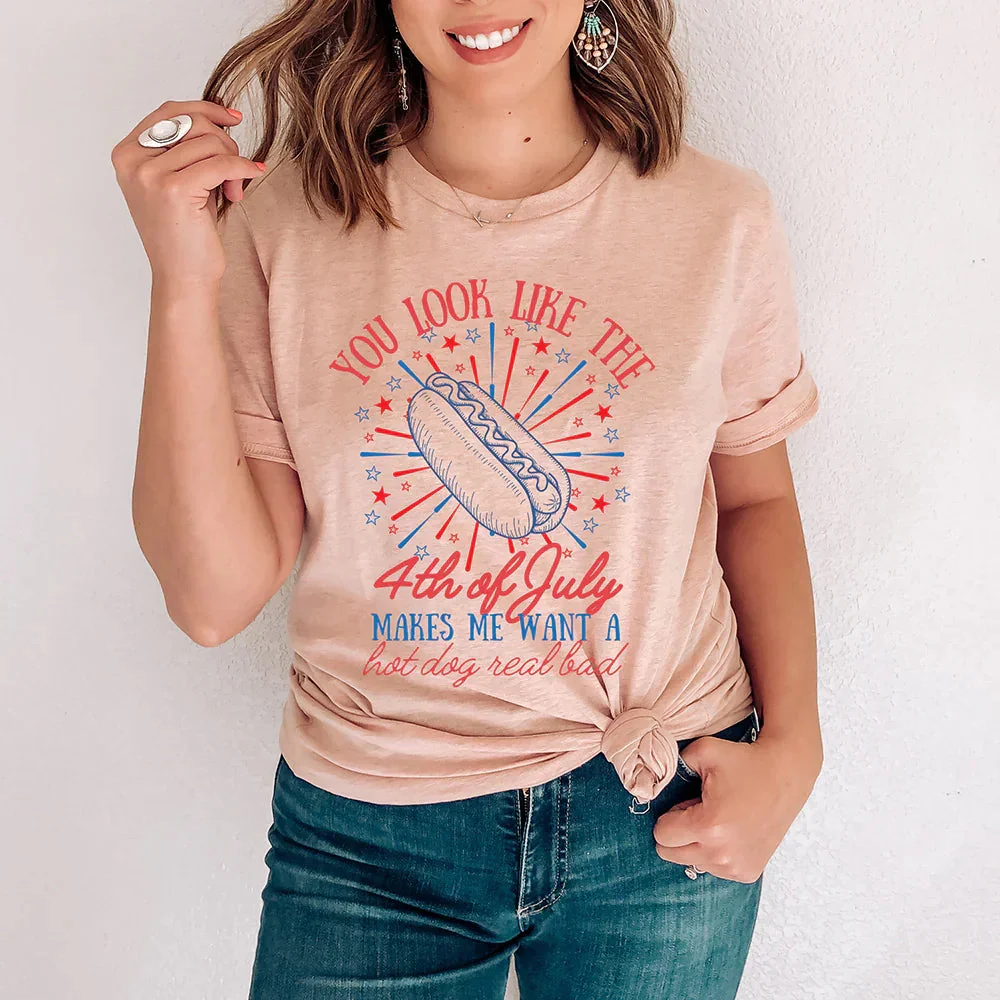 You Look Like the 4th of July Hot Dog Shirt – Funny Independence Day T-Shirt - Image 10