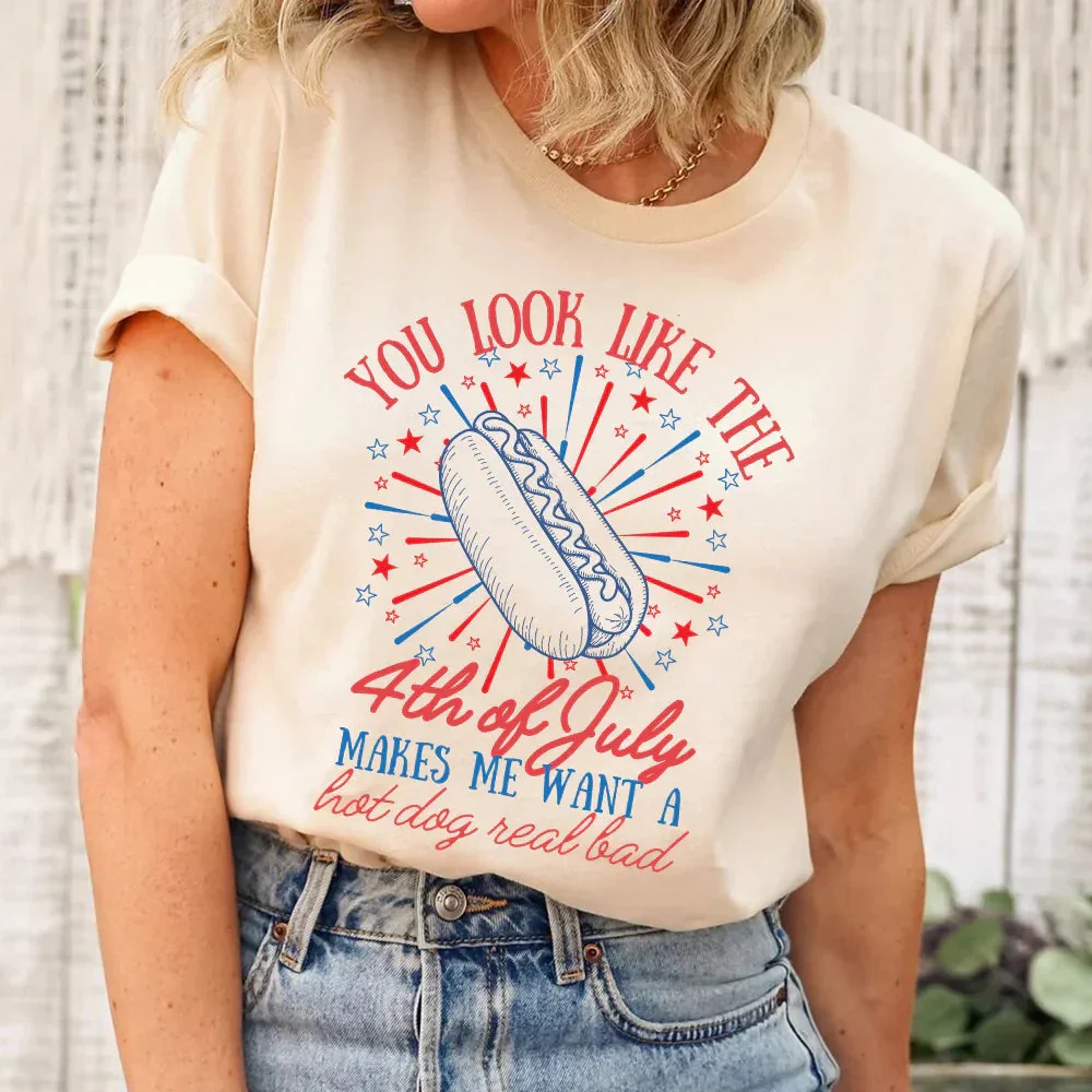 You Look Like the 4th of July Hot Dog Shirt – Funny Independence Day T-Shirt - Image 11