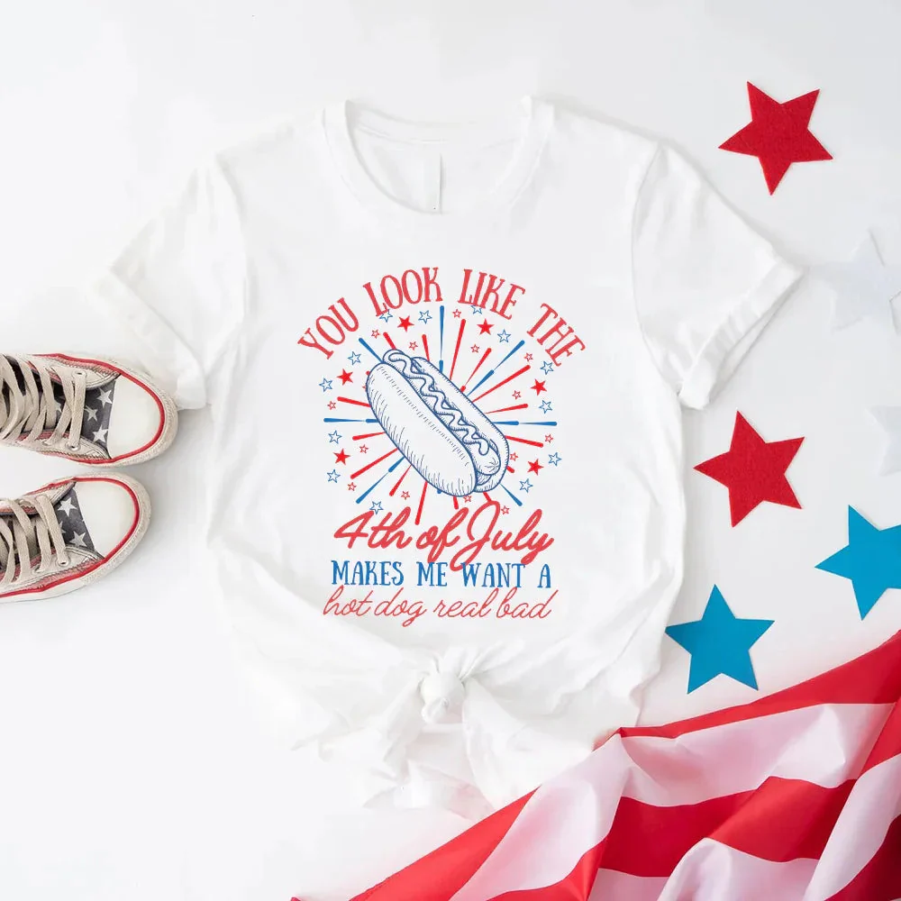 You Look Like the 4th of July Hot Dog Shirt – Funny Independence Day T-Shirt - Image 12