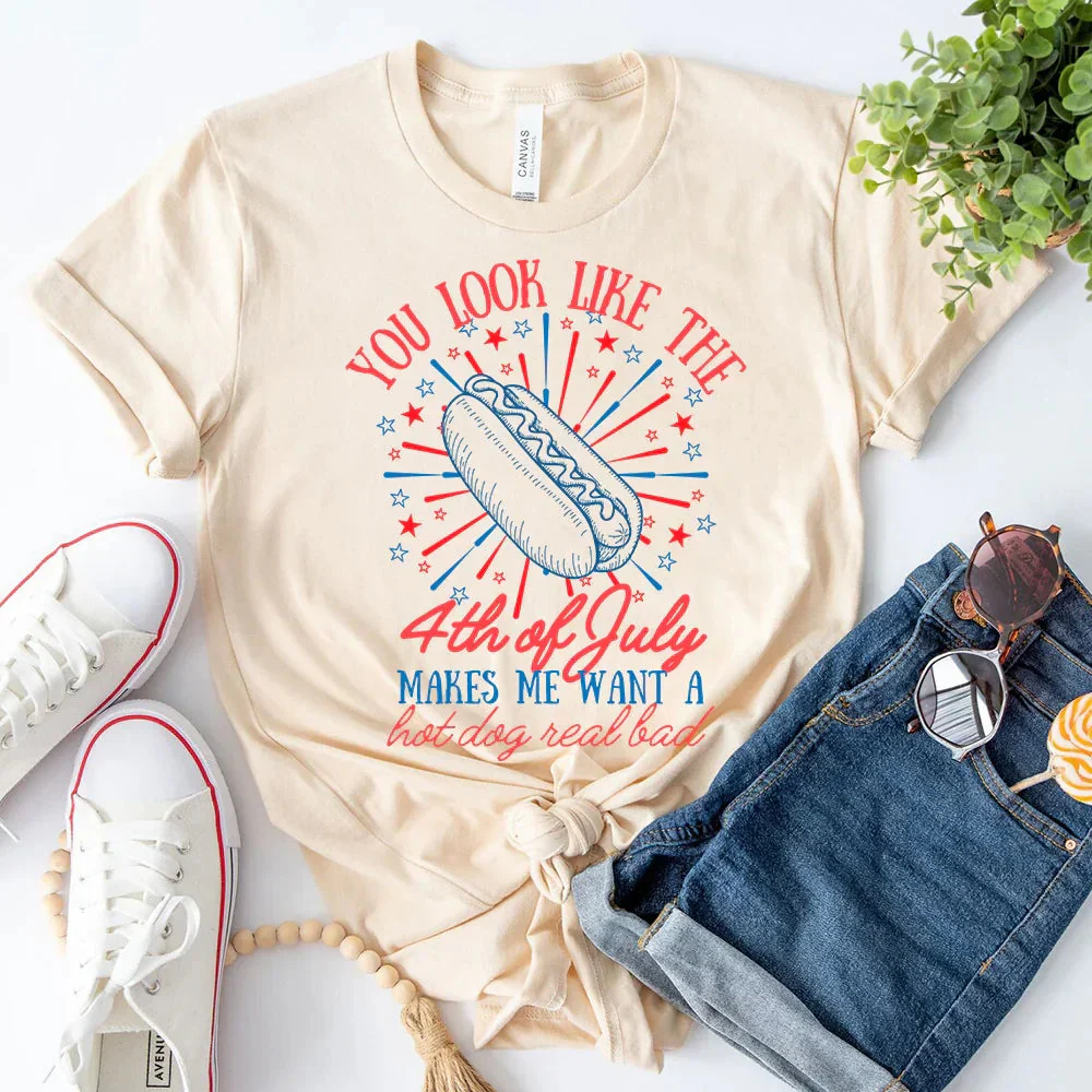 You Look Like the 4th of July Hot Dog Shirt – Funny Independence Day T-Shirt - Image 13