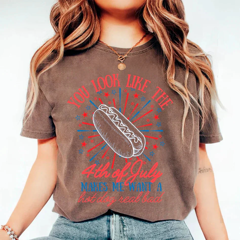 You Look Like the 4th of July Hot Dog Shirt – Funny Independence Day T-Shirt - Image 9