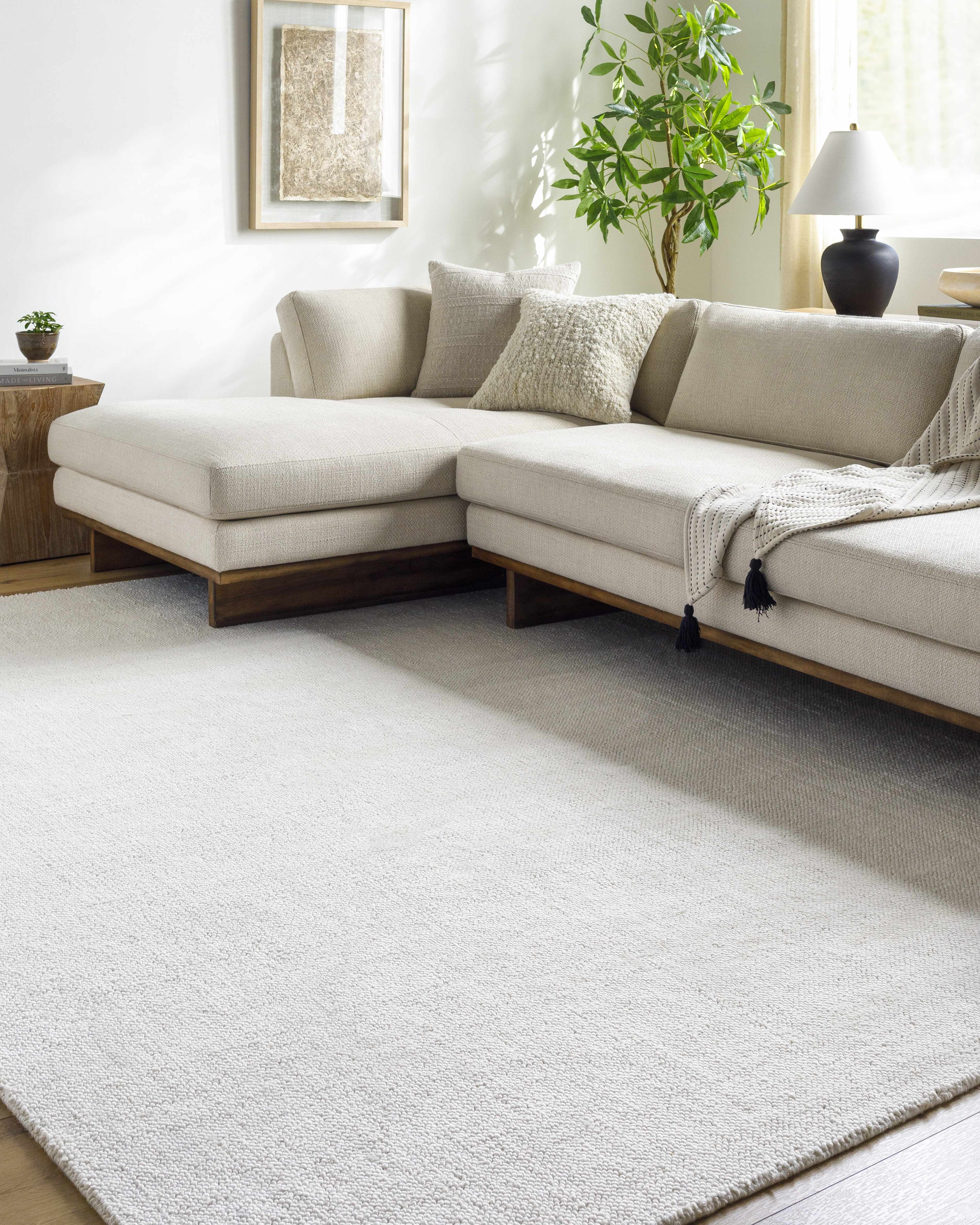 Zareh Off White Solid Area Rug - Image 2