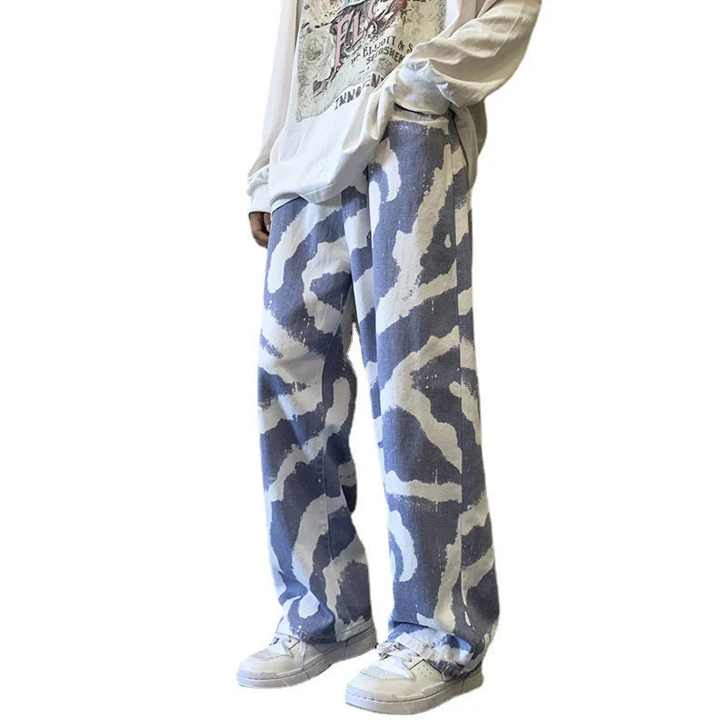 Zebra Stripe Jeans Men's Loose-fitting Wide-leg Trousers - Image 5