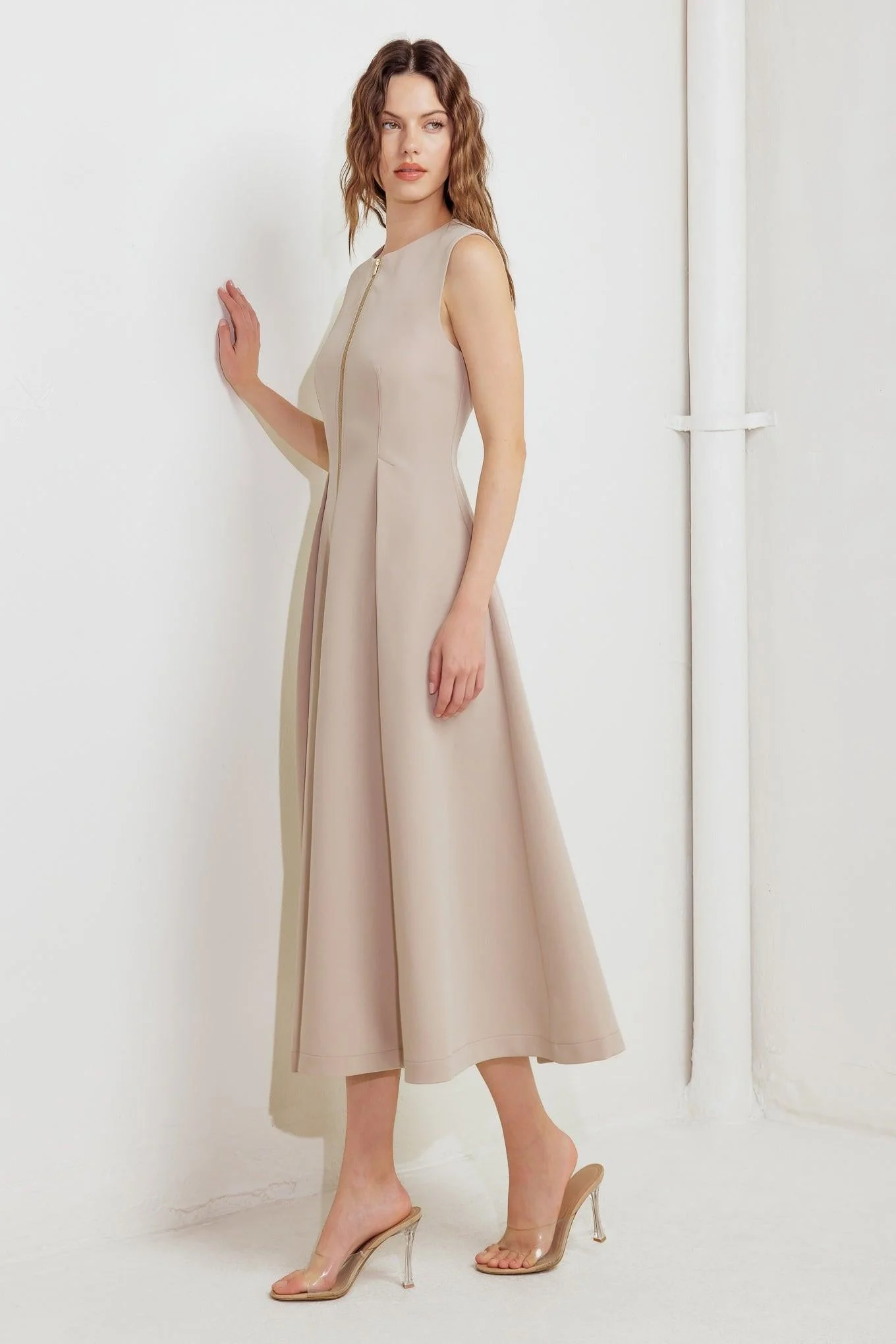 Zip & Flow Woven Midi Dress - Image 7